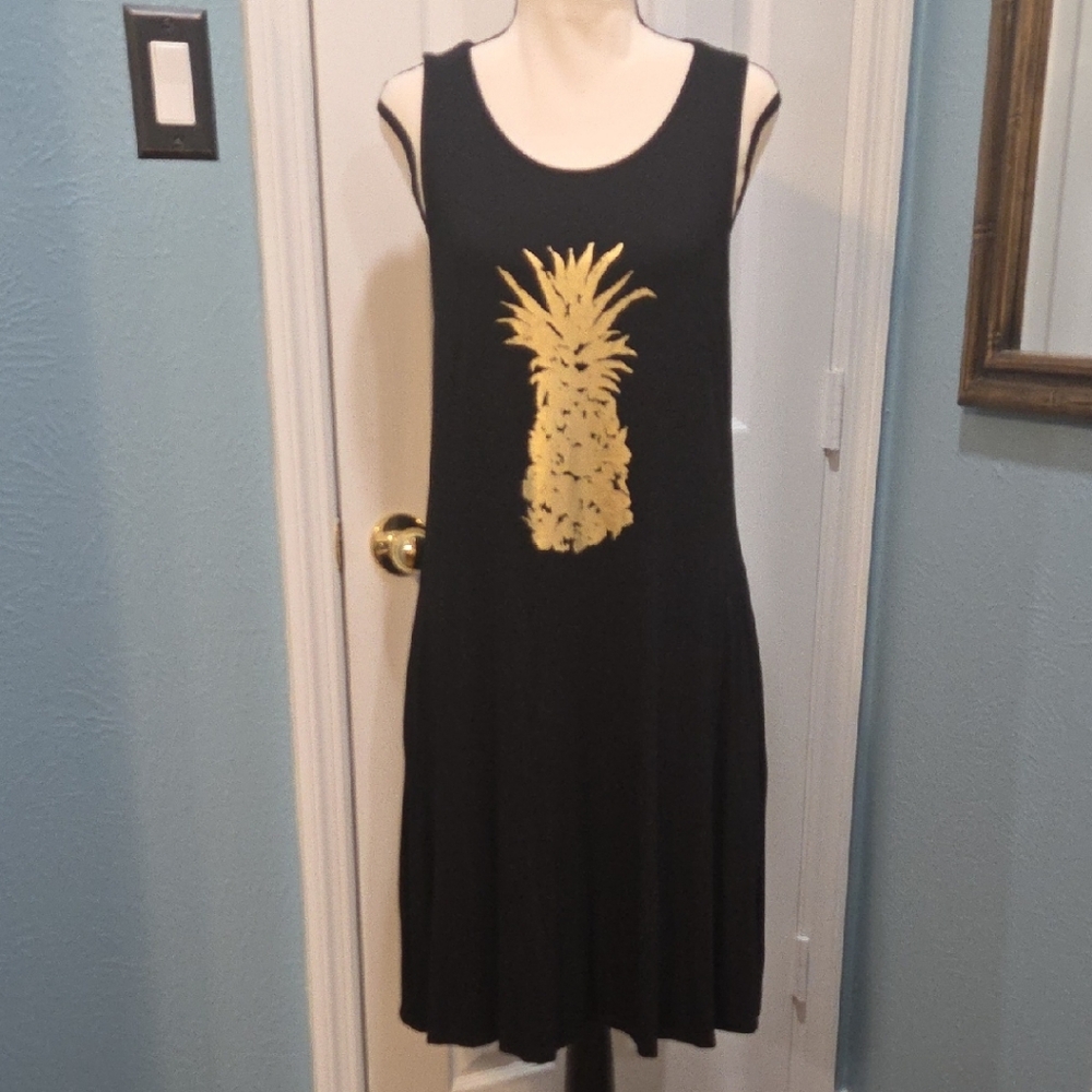 Cupio Size Large Sleeveless Black T-shirt Dress